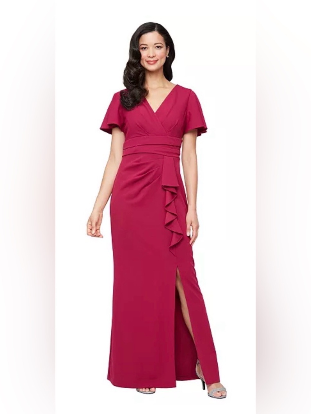 SL Fashions
Women's Short-Sleeve Surplice A-Line Dress color CASIS